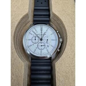 Jack Mason JM-F102 Chronograph Watch White Dial 38mm w/ Box Black Rubber Band OG